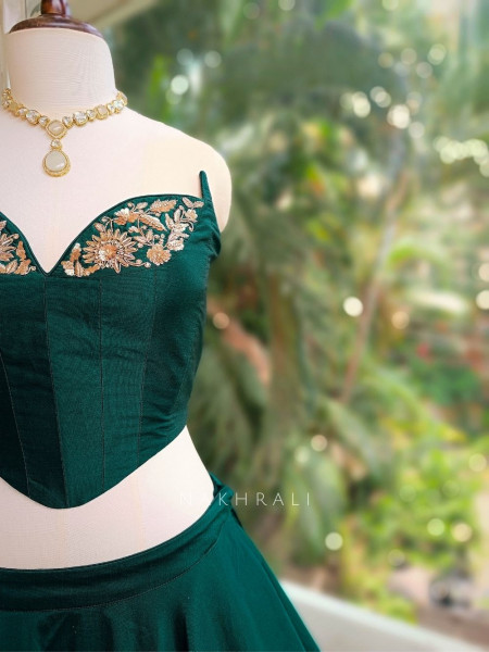 Emerald Enchant Corset Lehenga