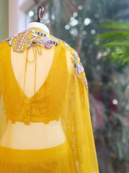 Sunara Yellow Lehenga Set with Cape