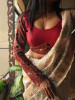 Taal Rang Red Cotton Blouse with Beaded Neckline