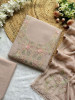 Lunora Pink  Floral Embroidered Dress Material with Pearl Detail