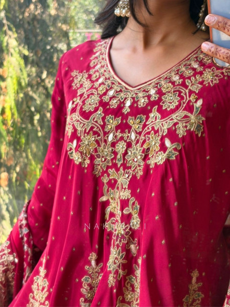 Rivaan Maroon Zari and Gota Patti Suit Set