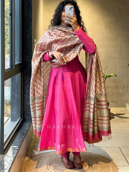 Vasu Pink Anarkali Suit Set