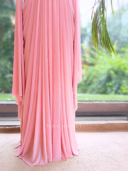 Amour Arabesque Pink Imported Georgette Long Gown