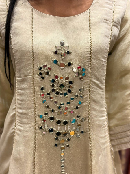 Virel Fawn Kurta Palazzo Set with Mirror Work