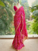 Rang Leher Magenta Bandhani Saree with Embroidered Border