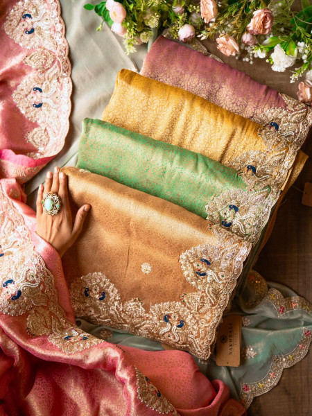 Timeless Gleam Green Saree with Zari Sequin Border