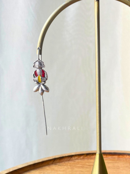 Nritya Multicolour Silver Folk Dangler Earrings