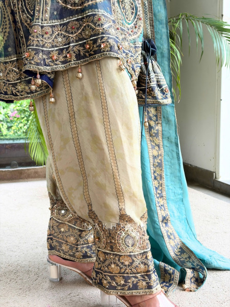 Falak Tissue Silk Heritage Sea Green Suit Set