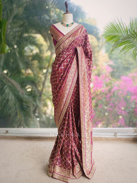 Maroon bees saree