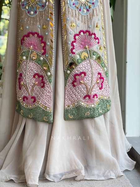 Miraya Multicolor Palazzo Suit Set Floral Bead, Mirror & Sequin Embellishment
