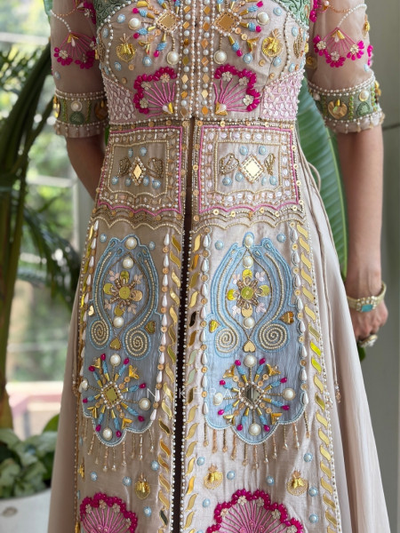 Miraya Multicolor Palazzo Suit Set Floral Bead, Mirror & Sequin Embellishment
