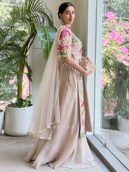 Miraya Multicolor Palazzo Suit Set Floral Bead, Mirror & Sequin Embellishment