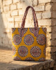 Gulvaani Mustard Printed Tote Bag