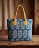 Gulvaani Blue Printed Tote Bag