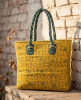 Gulvaani Yellow Printed Tote Bag
