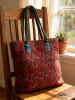 Gulvaani Red Printed Tote Bag