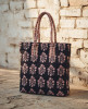 Gulvaani Black Printed Tote Bag