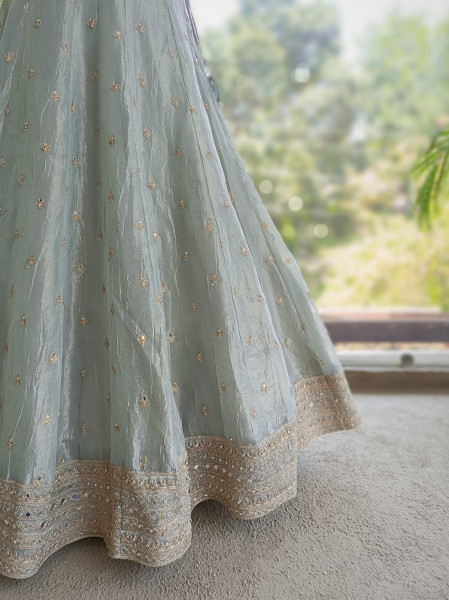 Raah-Chandani Light Grey Lehenga with Detailed Mirror Work