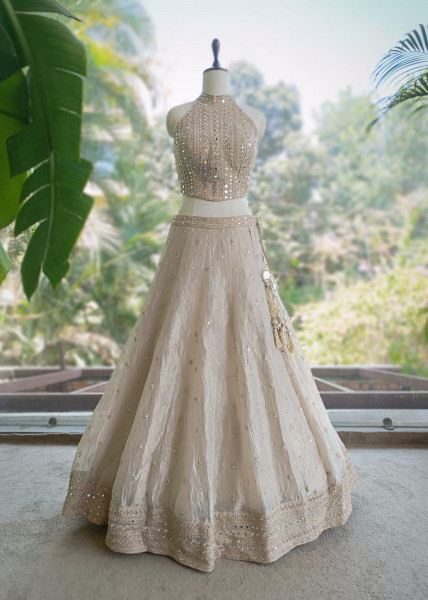 Raah-Chandani Being Lehenga with Detailed Mirror Work