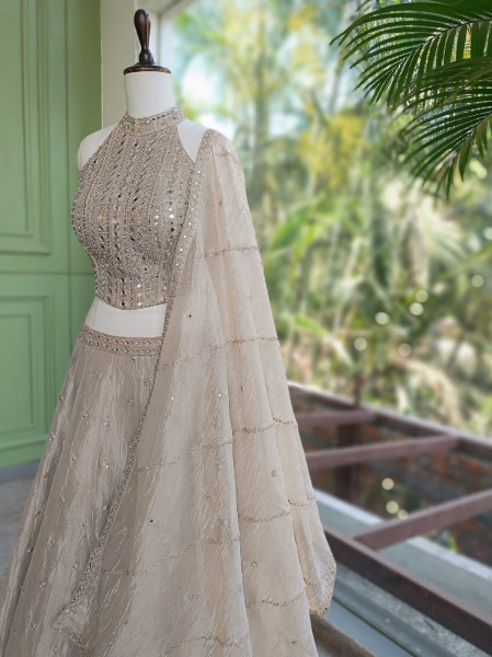 Raah-Chandani Being Lehenga with Detailed Mirror Work