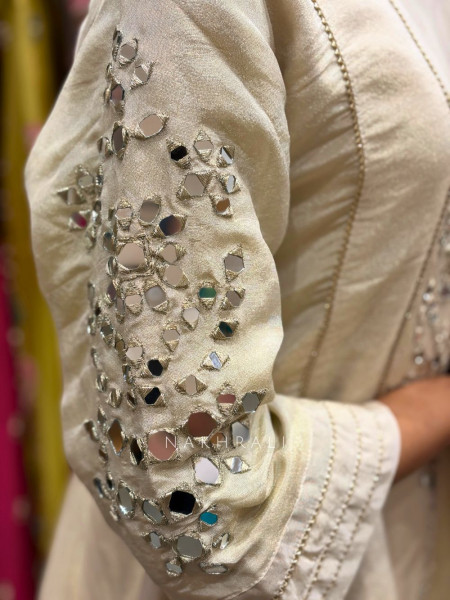 Virel Fawn Kurta Palazzo Set with Mirror Work