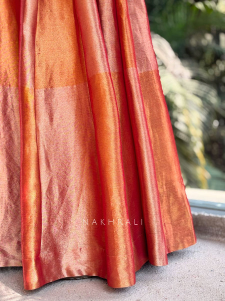 Kanak Orange Kurta Skirt Set with Embroidered Detailing