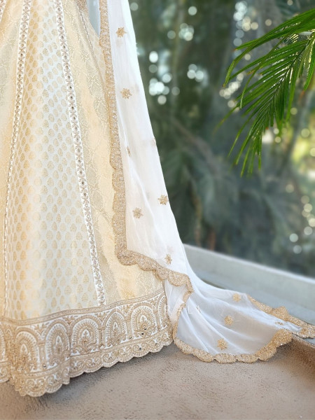 Shubhra Weaved Lehenga Set with Heavy Embroidery and Sequin Work