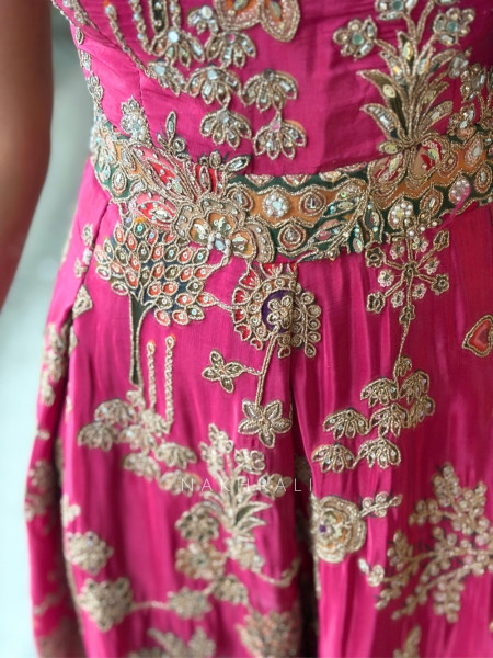 Ishvani Magenta Chanderi Silk Indo-Western Jumpsuit