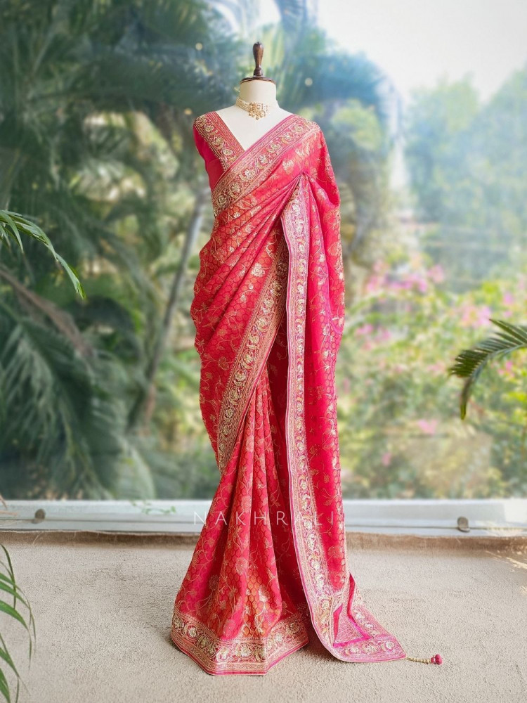 Image of Tejika Regal Brocade Saree with Zari Sequin Work
