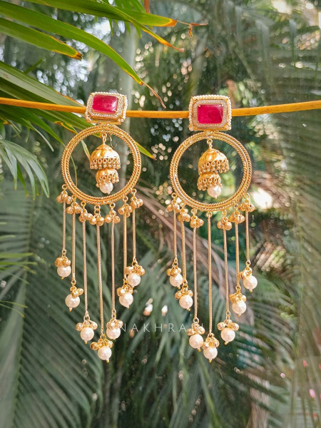 Meher Stone Red Drop Earrings