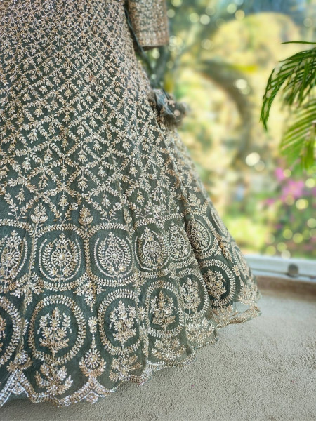 Virel Regal Green Lehenga Set with Zari and Stone Work