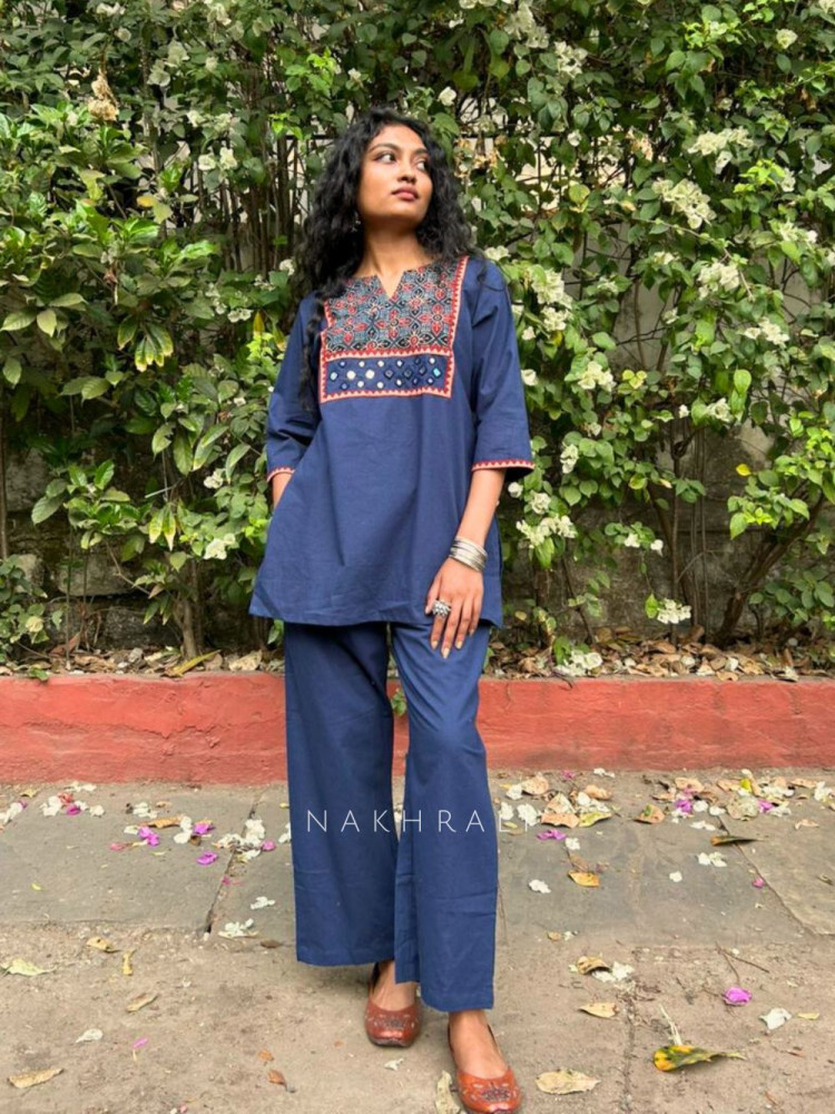 Image of Kriti Blue Cotton Co-ord Set