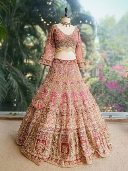 Rivanya Pink Lehenga Set with Heavy Embroidery