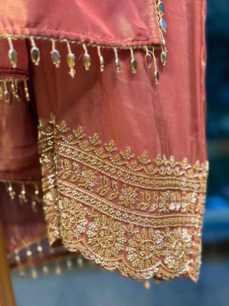 Riyana Peach Suit Set with Cut Dana Embroidery