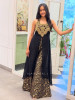 Sutra-Lekha Black Indo Western Palazzo Set With Embellished Yoke