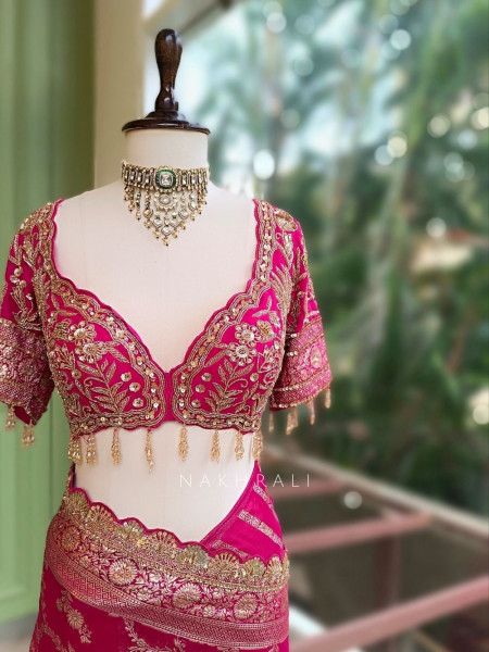 Tarangini Magenta Banarasi Silk Blend Saree with Readymade Blouse