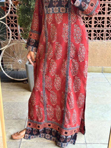 Buti Maroon Cotton Kurta
