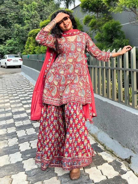 Shanaya Noor Maroon Cotton Garara Suit Set with Dupatta