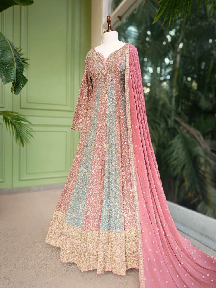 Image of Nishta Multicolor Embroidered Anarkali Set with Dupatta