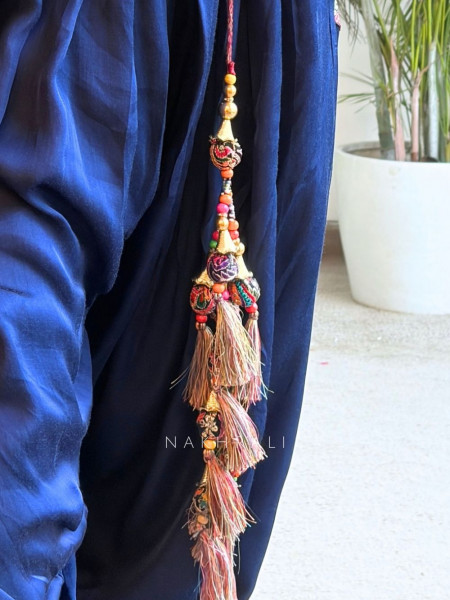 Srinagar Blue  Satin Crepe Indo-Western Jacket Dhoti Set