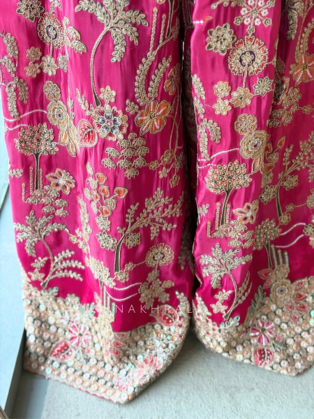 Ishvani Magenta Chanderi Silk Indo-Western Jumpsuit