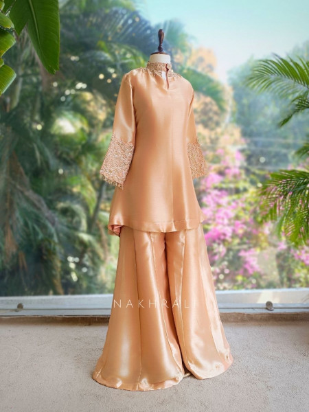 Roselle Blush Zari & Sequin Kurta Palazzo Set