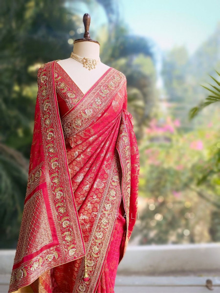 Tejika Regal Brocade Saree with Zari Sequin Work