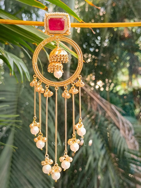 Meher Stone Red Drop Earrings