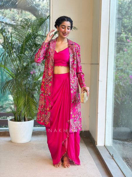 Fuchsia Royale Indo-Western Jacket Set