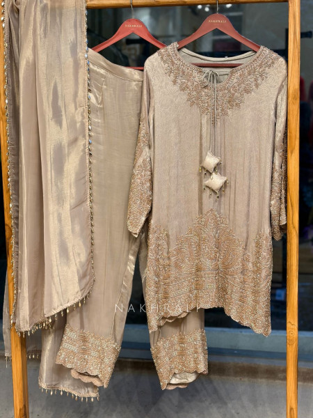 Riyana Beige Suit Set with Cut Dana Embroidery