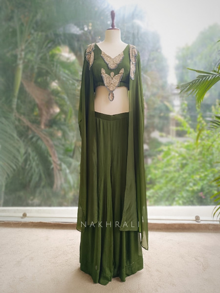 Emerald Essence Green Indowestern Palazzo Set