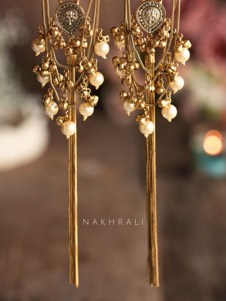 Kaira Magenta Kashmiri Long Earrings