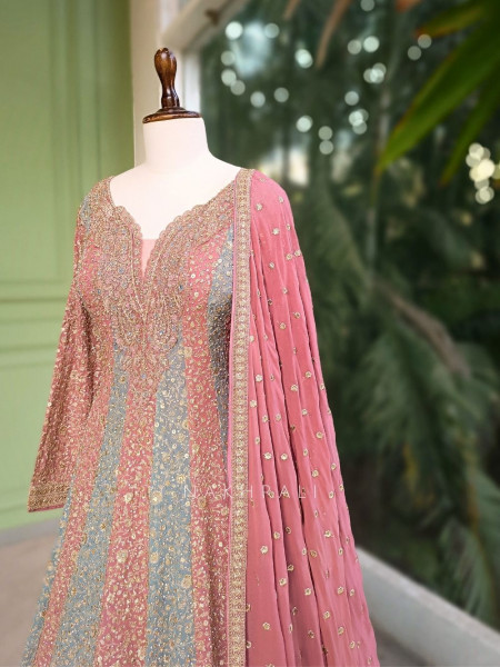 Nishta Multicolor Embroidered Anarkali Set with Dupatta
