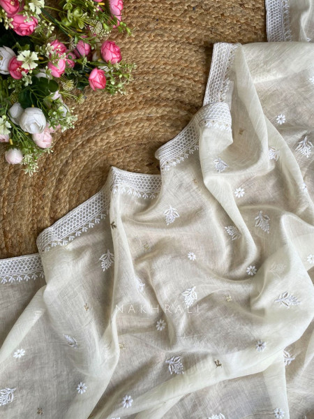 Rivah Cream Embroidered Dress Material